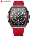 CURREN Creative Fashion Multifunctional Rectangle Quartz Watches New Casual Silicone Strap Men's Wristwatches