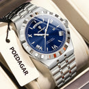 POEDAGAR Sports Men Wristwatch Week Date Stainless Steel Casual Man Watch Luminous Waterproof Quartz Fashion Men's Watches Reloj