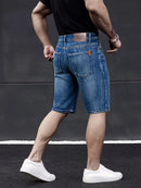 Shorts jeans slim estilo clássico masculino, modelo verão
