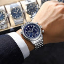 POEDAGAR Business Man Watch Chronograph Date Waterproof Luminous Men's Watches Stainless Steel Trendy Quartz Male Wristwatch+Box