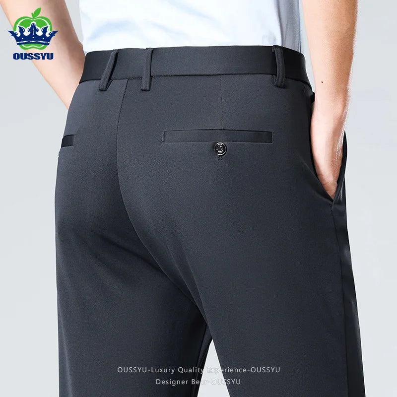 Brand Clothing Summer Thin Men's Stretch Suit Pants Business Slim Straight Work Office Black Formal Trousers Men Plus Size 40