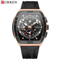 CURREN Creative Fashion Multifunctional Rectangle Quartz Watches New Casual Silicone Strap Men's Wristwatches