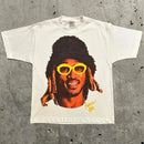2026 American Trendy Hip Hop Street Style T-Shirt Unisex Celebrity Portrait Print Tee Kanye Photo Top Plus Size Clothing Adult