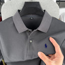 Camisa polo masculina de manga curta, 100% algodão puro, de marca de alta qualidade