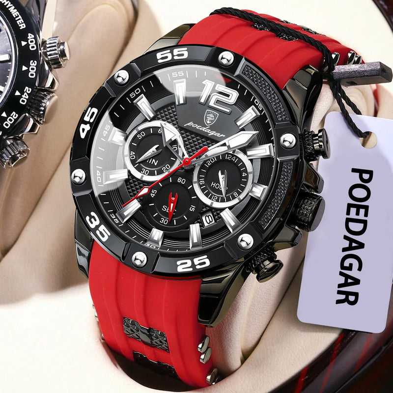 POEDAGAR Original Fashion Men's Watches Waterproof Luminous Chronograph Date Sports Man Wristwatch High Quality Quartz Men Watch