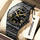 POEDAGAR Sports Men Wristwatch Week Date Stainless Steel Casual Man Watch Luminous Waterproof Quartz Fashion Men's Watches Reloj