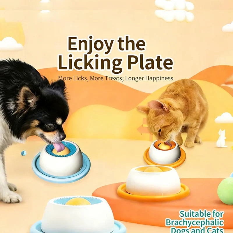 Interactive Pet Hide Food Toy Fun Licking Slow Feeder Bowl Anti Slip Ball Shaped Bone Broth Lick Bowl Anxiety Relief Training