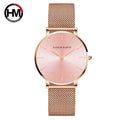Hannah Martin New 2021 Top Brand Luxury Japan Quartz Wristwatch Stainless Steel Rose Gold Waterproof Watch for Women reloj mujer