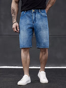 Shorts jeans slim estilo clássico masculino, modelo verão