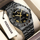 POEDAGAR Sports Men Wristwatch Week Date Stainless Steel Casual Man Watch Luminous Waterproof Quartz Fashion Men's Watches Reloj