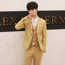 Men's Casual Business Suit Set Wedding Groomsmen Cross-Border Cotton Standard Fit Youth Trend Spring Autumn Seasonal Wear