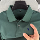 Camisa polo masculina de manga curta, 100% algodão puro, de marca de alta qualidade