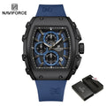 NAVIFORCE Men's Quartz Watch Fashion Trend Sports Chronograph Watch Date Display Silicone  Strap Luminous Hands 3ATM Waterproof