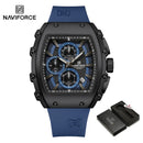 NAVIFORCE Men's Quartz Watch Fashion Trend Sports Chronograph Watch Date Display Silicone  Strap Luminous Hands 3ATM Waterproof
