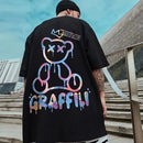 Camisa oversized verão com estampa de ursinho de pelúcia