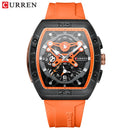 CURREN Creative Fashion Multifunctional Rectangle Quartz Watches New Casual Silicone Strap Men's Wristwatches