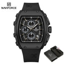 NAVIFORCE Men's Quartz Watch Fashion Trend Sports Chronograph Watch Date Display Silicone  Strap Luminous Hands 3ATM Waterproof