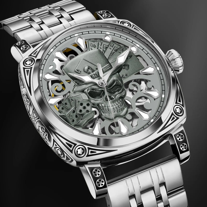 Glenaw Skull Series Top Brand Luxury Men's Watch Fashion Personality Fully Automatic Mechanical Popular Waterproof Watch