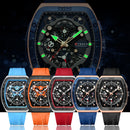 CURREN Creative Fashion Multifunctional Rectangle Quartz Watches New Casual Silicone Strap Men's Wristwatches