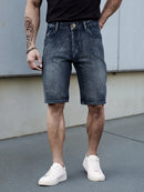 Shorts jeans slim estilo clássico masculino, modelo verão