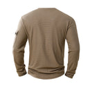 2025 New Men's Button Henley neck T Shirt Long Sleeve Casual Button Solid color T-Shirt Fashion Waffle Fake two-piece T-Shirt