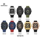 NAVIFORCE Men's Quartz Watch Fashion Trend Sports Chronograph Watch Date Display Silicone  Strap Luminous Hands 3ATM Waterproof