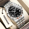 POEDAGAR Sports Men Wristwatch Week Date Stainless Steel Casual Man Watch Luminous Waterproof Quartz Fashion Men's Watches Reloj