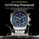 POEDAGAR Business Man Watch Chronograph Date Waterproof Luminous Men's Watches Stainless Steel Trendy Quartz Male Wristwatch+Box