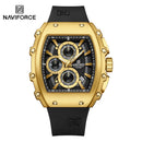 NAVIFORCE Men's Quartz Watch Fashion Trend Sports Chronograph Watch Date Display Silicone  Strap Luminous Hands 3ATM Waterproof
