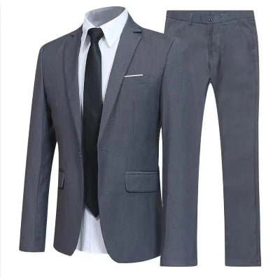 Men's Casual Business Suit Set Wedding Groomsmen Cross-Border Cotton Standard Fit Youth Trend Spring Autumn Seasonal Wear
