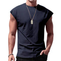 Men's Loose Short Sleeve T-Shirt round Neck Sleeveless Casual Breathable Summer Sports Basic Vest