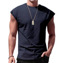 Men's Loose Short Sleeve T-Shirt round Neck Sleeveless Casual Breathable Summer Sports Basic Vest