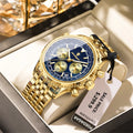 POEDAGAR Business Man Watch Chronograph Date Waterproof Luminous Men's Watches Stainless Steel Trendy Quartz Male Wristwatch+Box