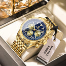POEDAGAR Business Man Watch Chronograph Date Waterproof Luminous Men's Watches Stainless Steel Trendy Quartz Male Wristwatch+Box