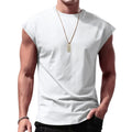 Men's Loose Short Sleeve T-Shirt round Neck Sleeveless Casual Breathable Summer Sports Basic Vest