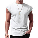 Men's Loose Short Sleeve T-Shirt round Neck Sleeveless Casual Breathable Summer Sports Basic Vest