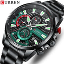 CURREN 8415 Men's Quartz Watch Fashion Unique Black Silvery Blue Clock Calendar Steel Strip Wristwatch for Male