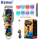 Kemei KM-MAX2092 USB Charging Rechargeable Graffiti Pattern Electric Hair Clippers Professional Barber Hair Trimmer For Men