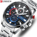 CURREN 8415 Men's Quartz Watch Fashion Unique Black Silvery Blue Clock Calendar Steel Strip Wristwatch for Male
