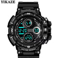 YIKAZE Multifunction Men's Sports Watch LED Digital Watch Big Dial Waterproof Luminous Men Sport Watch Electronic Watches