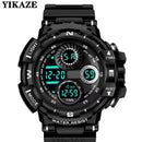 YIKAZE Multifunction Men's Sports Watch LED Digital Watch Big Dial Waterproof Luminous Men Sport Watch Electronic Watches